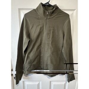 Pact organic cotton full zip jacket Olive Green Women's Large